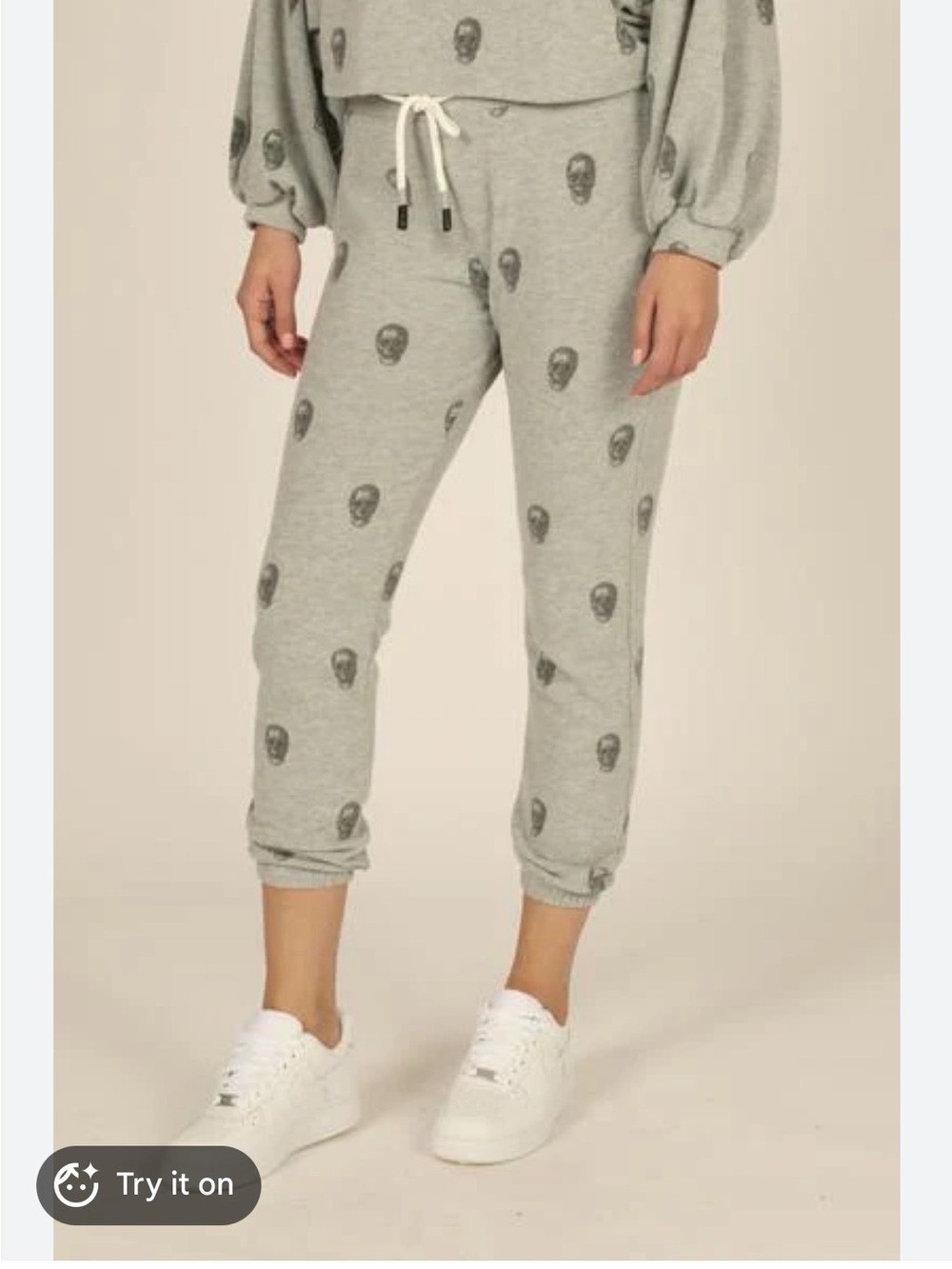 Vintage Havana Light Gray Skull Print Jogger Set